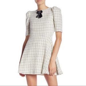 Just Me Plaid Tweed Mini Dress Fit Flare White